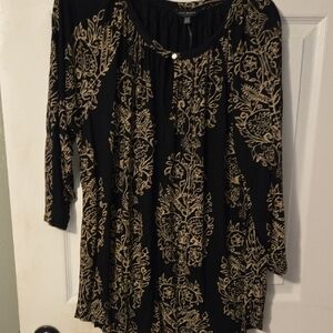 Lucky Brand Black and Gold Blouse